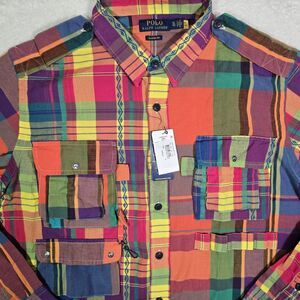 Polo Ralph Lauren Mens XL Fun Shirt Ornament Madras Utility Classic Patchwork